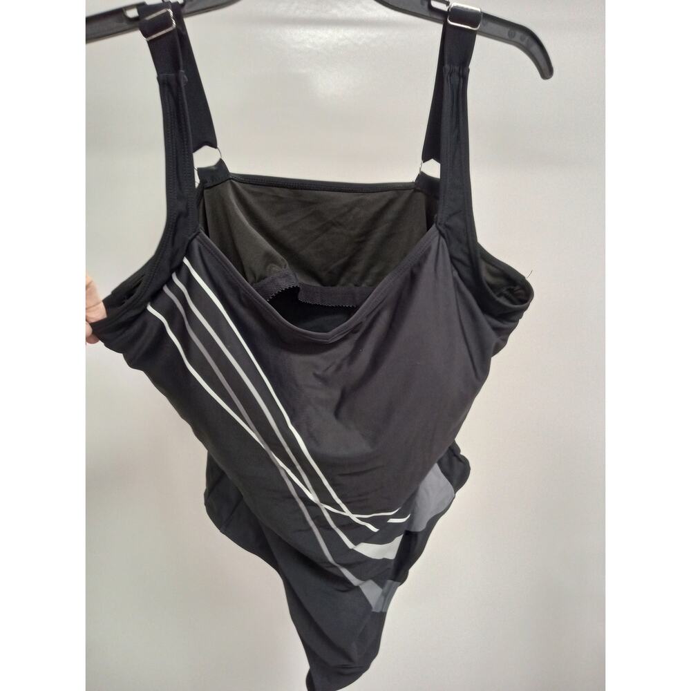 Black One Piece Plus Size Bathing Suit with Gray/Silver Decor Size 4X  0272
